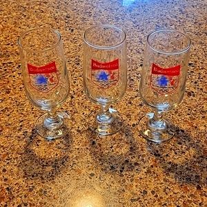 1984 Budweiser stem glasses. Set of 3.